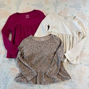 Carter’s 4T Girls Long Sleeve Peplum Top Bundle 3pc Ribbed